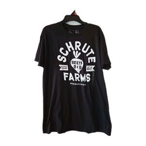 New The Office Men Black Schrute Farms Beets B&B Can't Be Beet TShirt Size Large